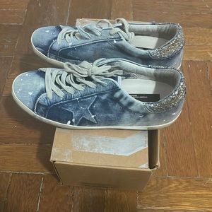 Women’s GGDB Superstar Bleached Denim Sneaker in Blue/White